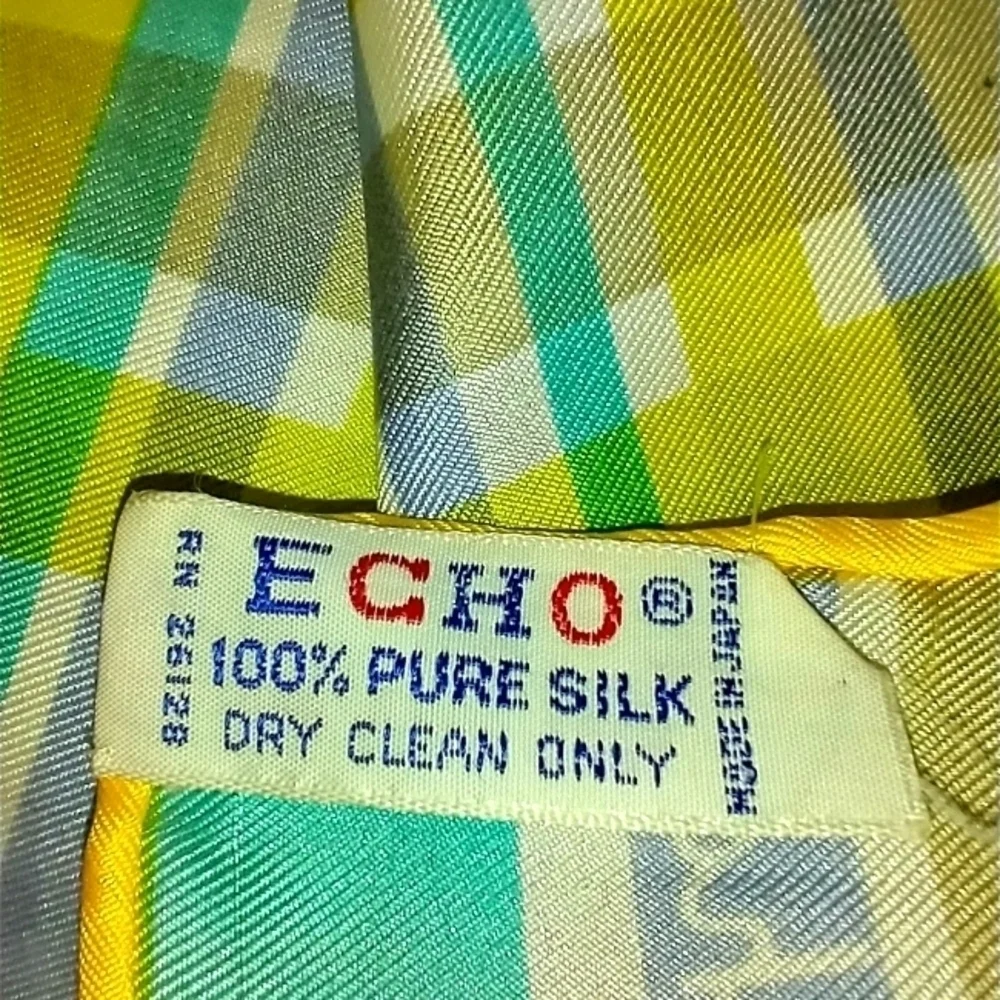 VINTAGE BRIGHT PLAID SILK ECHO SCARF